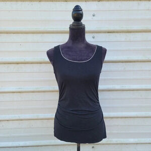 White House Black Market WHBM Tank Top Neck Trim Ruched Work Casual Stretch XS
